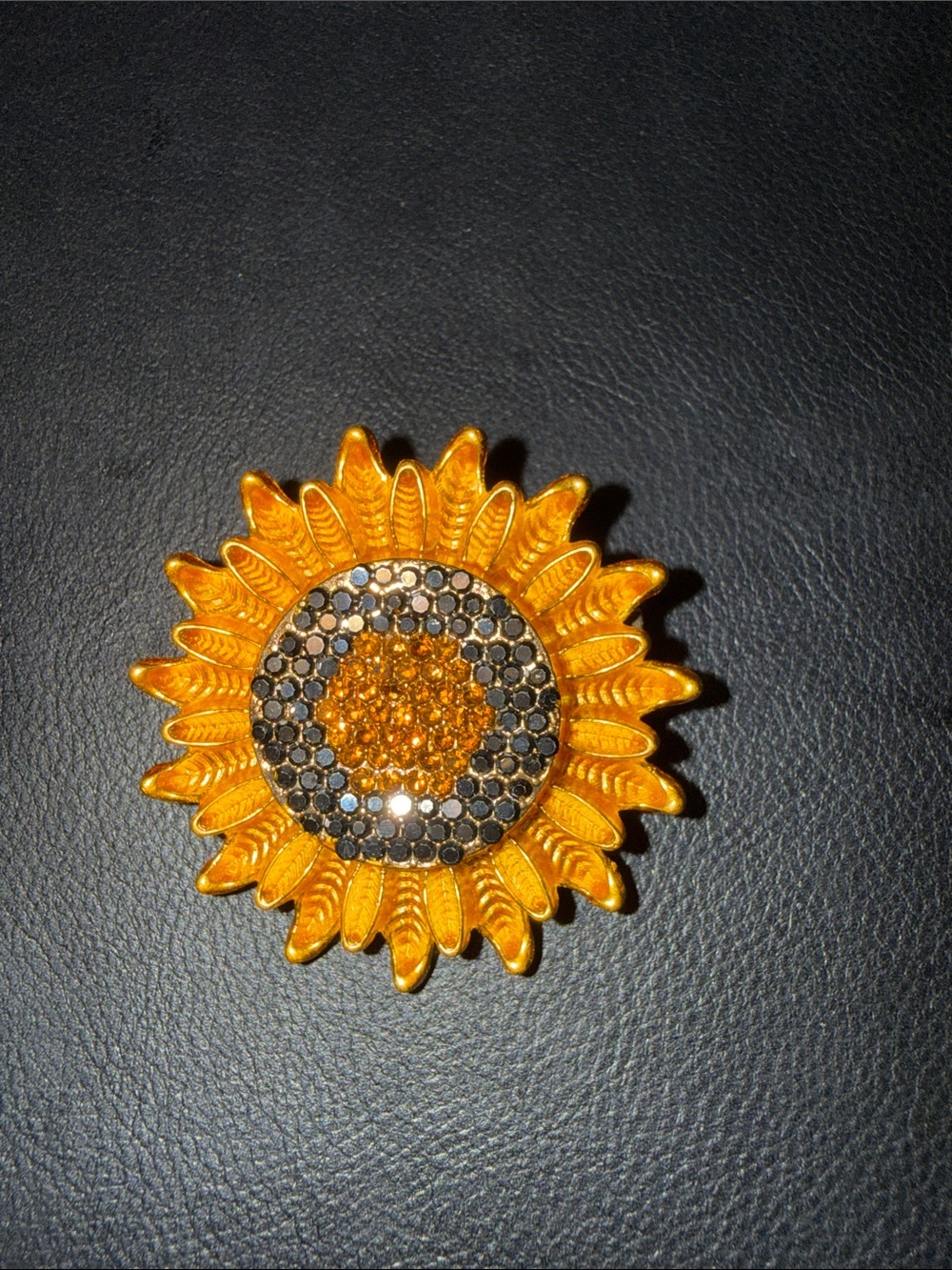 Sunflower Crystal Brooch - Gold Yellow Floral Pin